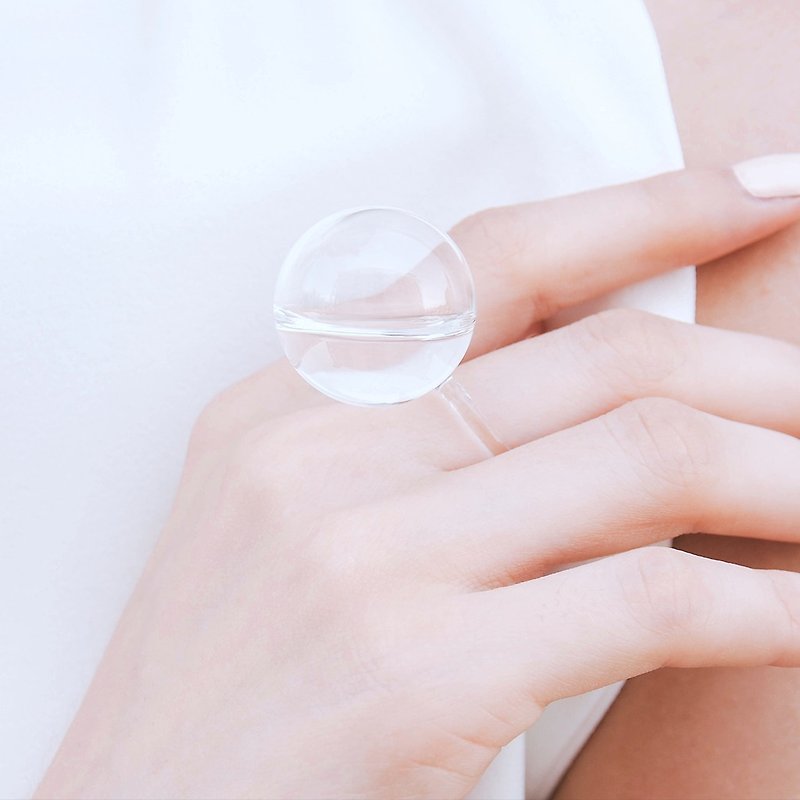 玻璃手工戒指 大水珠款 - 戒指 - 玻璃 透明