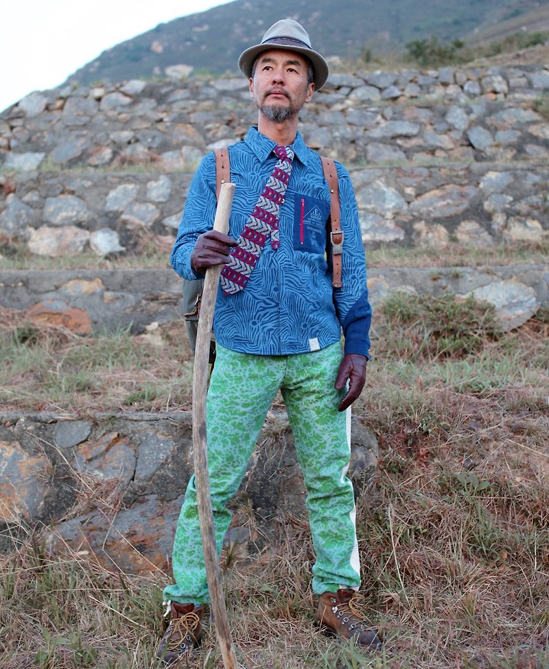 EARTH.er  │"LEAFS CAMO" Natural Dye Canvas Trouser│ - กางเกงขายาว - ผ้าฝ้าย/ผ้าลินิน สีเขียว