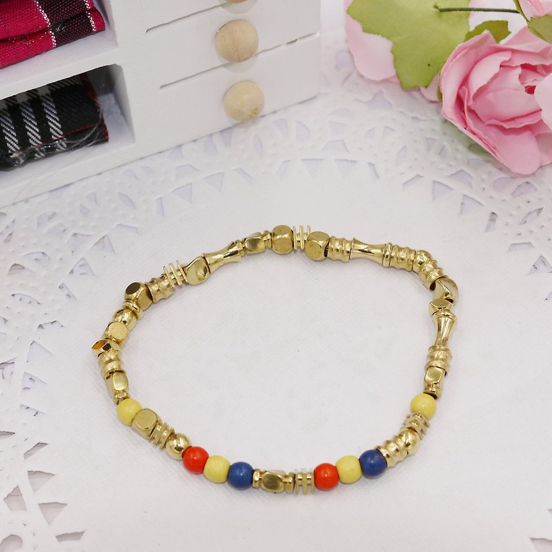 * Poof Princess sugar - classic pure brass stone beads bracelet 6 - สร้อยข้อมือ - วัสดุอื่นๆ 