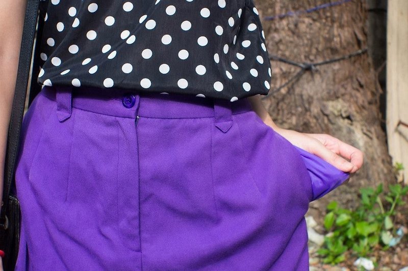FOAK古著 夢幻紫褲裙 - 其他 - 其他材質 紫色