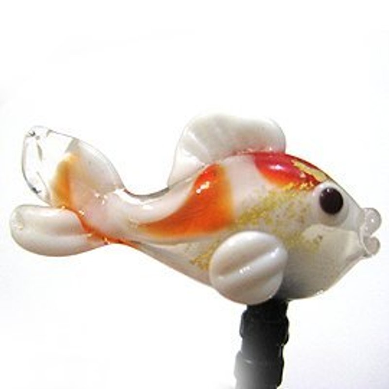 Every year more than ‧ Lucky Lucky ~ gold small carp glass phone dust plug - Phone Stands & Dust Plugs - Glass White
