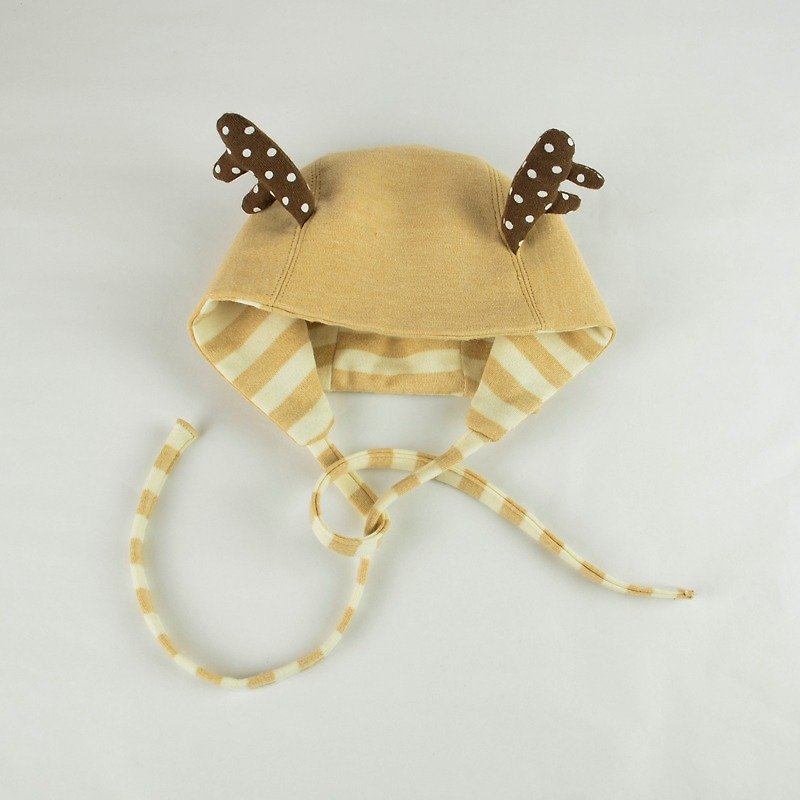 Cute little baby hat elk straps - ผ้ากันเปื้อน - ผ้าฝ้าย/ผ้าลินิน สีนำ้ตาล