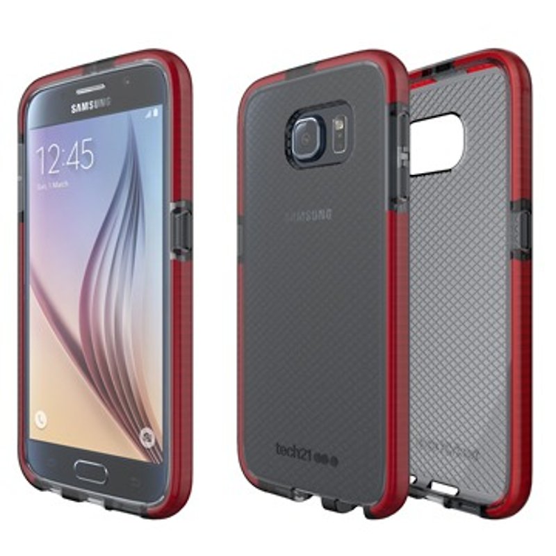 UK Tech 21 Impact Evo Check Samsung S6 super soft crash Plaid Case - transparent black and red (5055517344418) - อื่นๆ - วัสดุอื่นๆ 