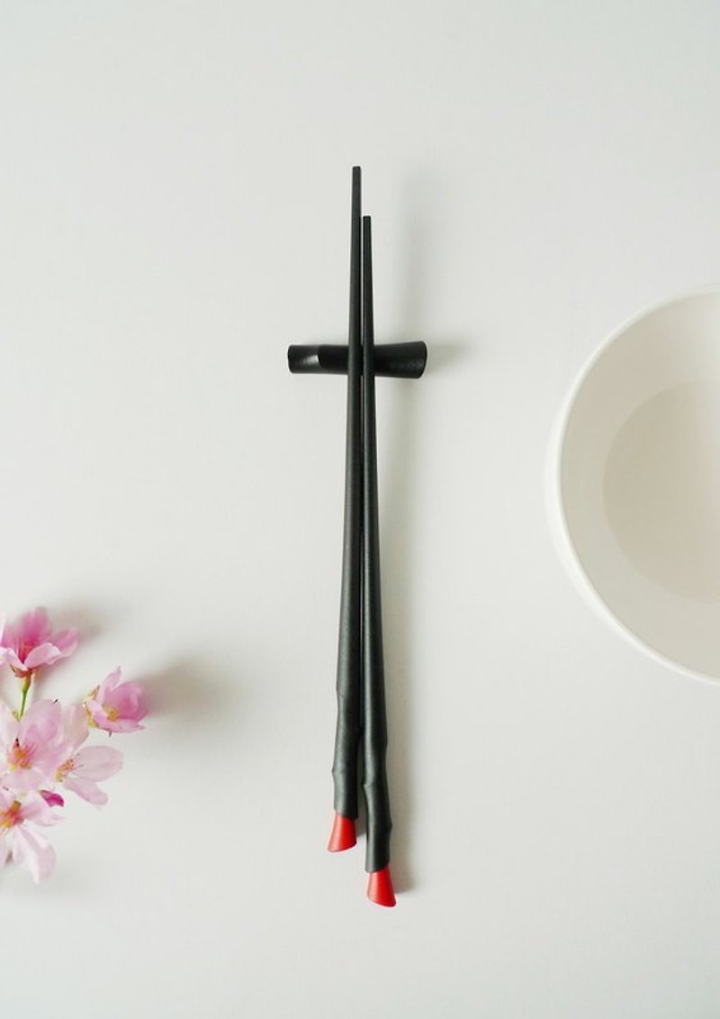 節升筷(紅色單入組)Bamboo Chopsticks(red / one pair) - 筷子/筷架 - 竹 紅色