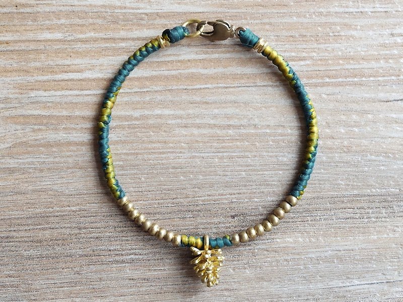| Pinecone | x Wax Bronze wire lanyard x x x bracelet Wristband x customization. So pretentious - สร้อยข้อมือ - ทองแดงทองเหลือง สีน้ำเงิน