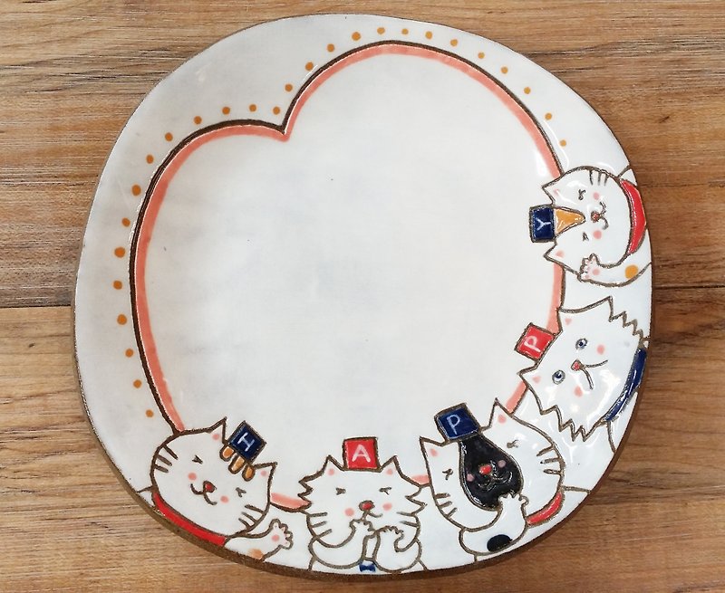 【造型盤】貓咪小王子─五個朋友 - 花瓶/花器 - 陶 