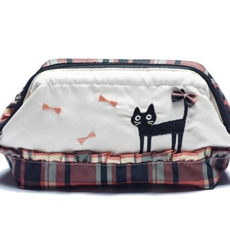Noafamily, Noah Check Cat bow cat large capacity cosmetic bag_PK A596-PK - กระเป๋าเครื่องสำอาง - งานปัก หลากหลายสี