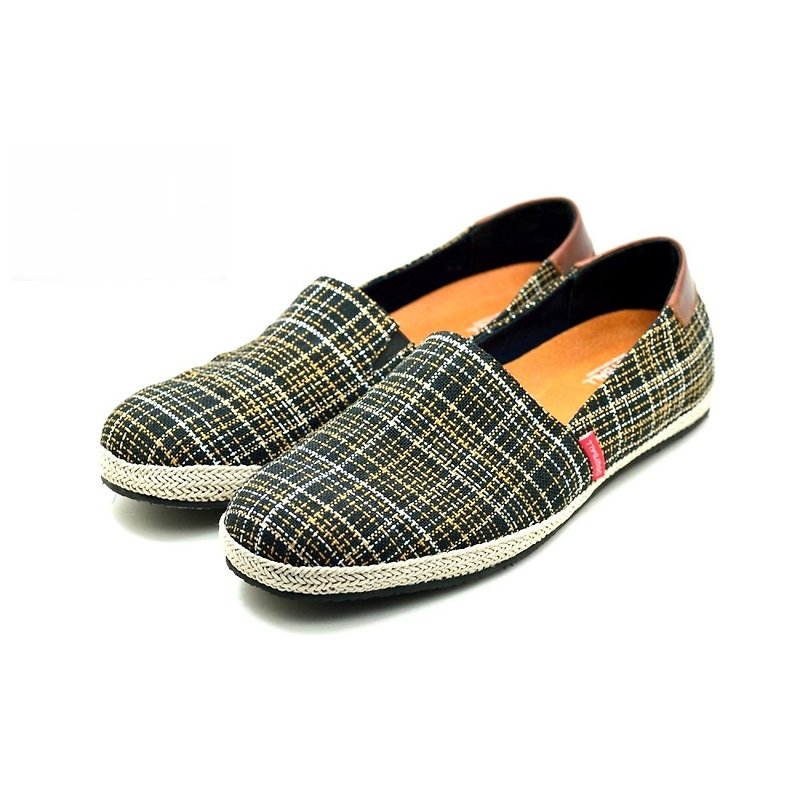 【Dogyball】 JB5 Lite Loafers Slip-On With Natural Material - รองเท้าอ็อกฟอร์ดผู้ชาย - ผ้าฝ้าย/ผ้าลินิน สีดำ