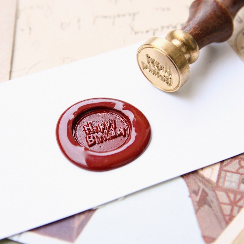 Sealing Wax Stamp Set w/a wax- Happy Birthday - Stamps & Stamp Pads - Other Metals Red