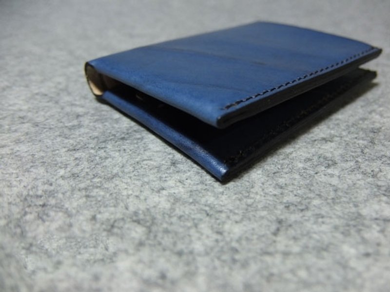 Twoside tailoring concept short clip blue + log - กระเป๋าสตางค์ - หนังแท้ หลากหลายสี