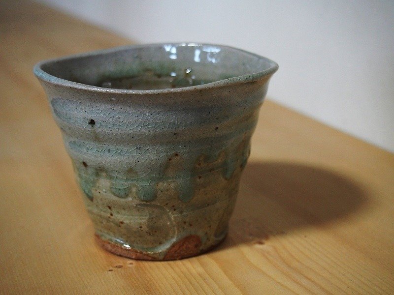 Shochu cup [wave] _ys-001 - Pottery & Ceramics - Other Materials Green
