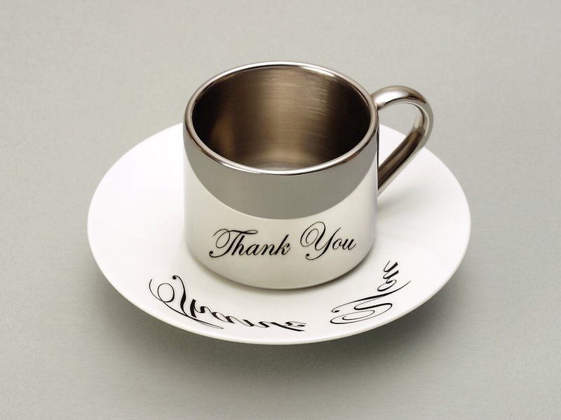 PO: reflection cup and plate - แก้วมัค/แก้วกาแฟ - โลหะ ขาว