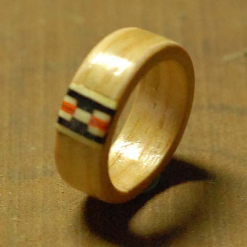 橡木鑲嵌系列木頭戒指 北歐風格 可訂製情人節對戒 - 其他 - 木頭 橘色