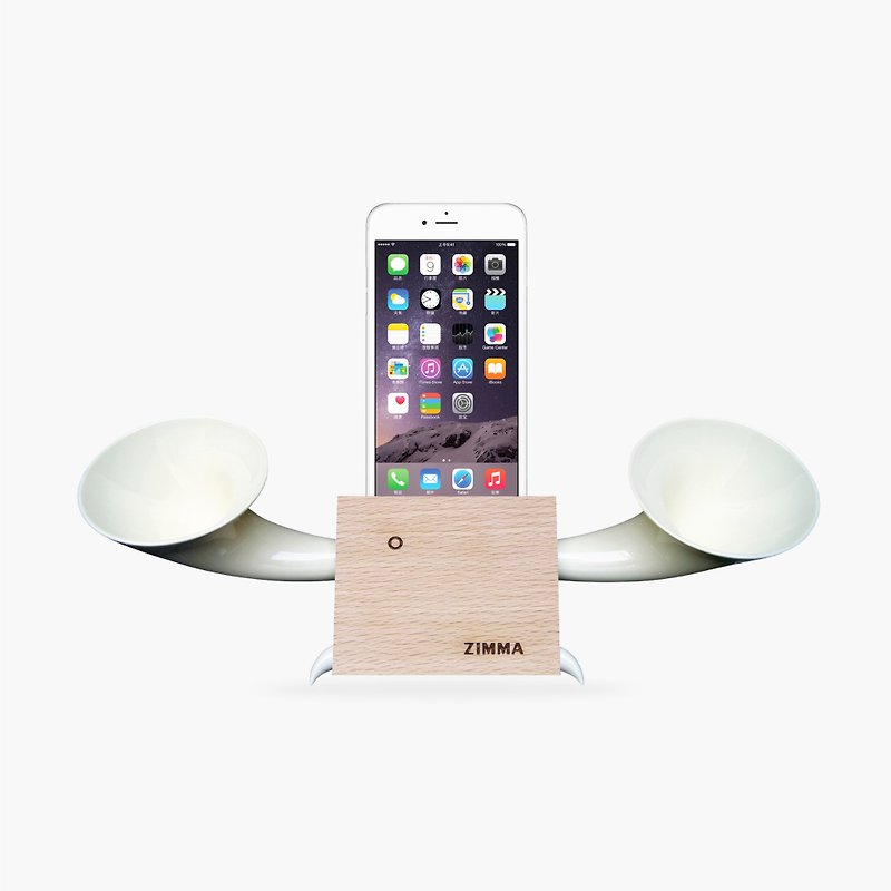 ZIMMA Desk Speaker Stand ! Android and iOS smart phone system dedicated ! - Speakers - Wood Khaki