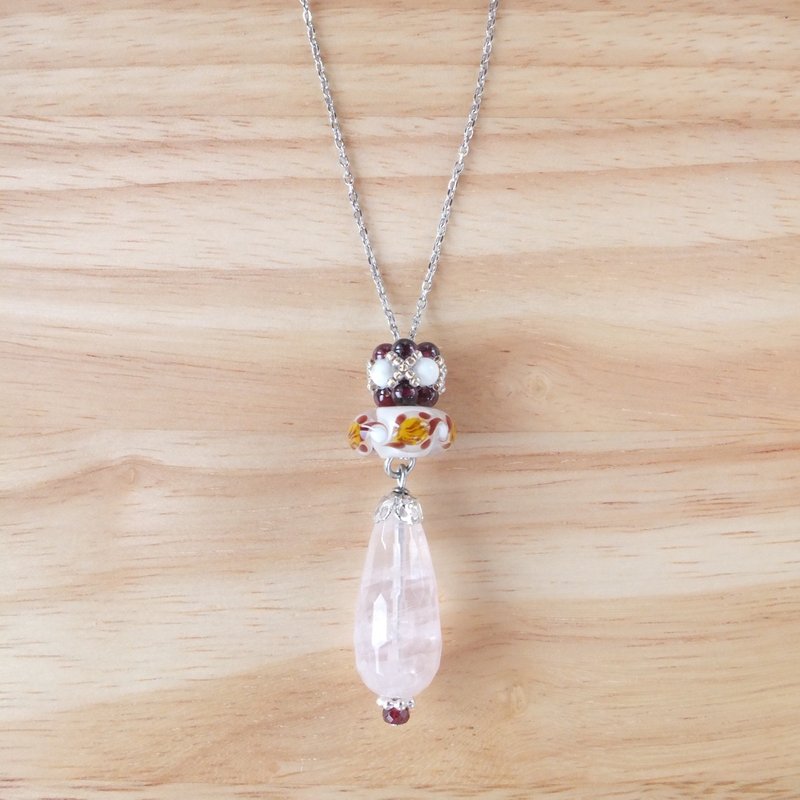 {TomorRong} dessert 02 || pink crystal necklace - สร้อยคอ - เครื่องเพชรพลอย สึชมพู