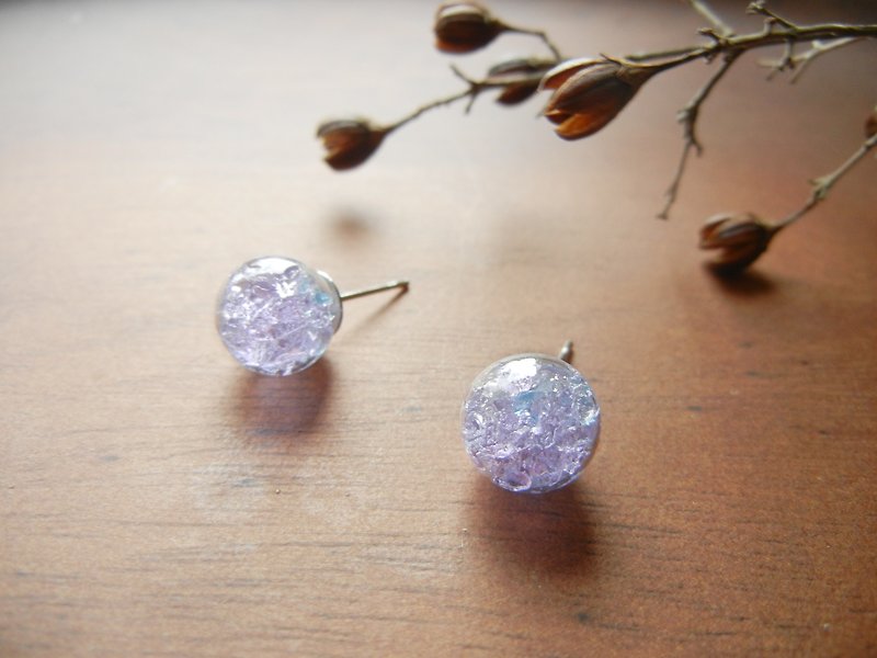 *coucoubird*Glass broken ice earrings-dream purple blue/anti-allergic ear acupuncture - ต่างหู - แก้ว สีม่วง