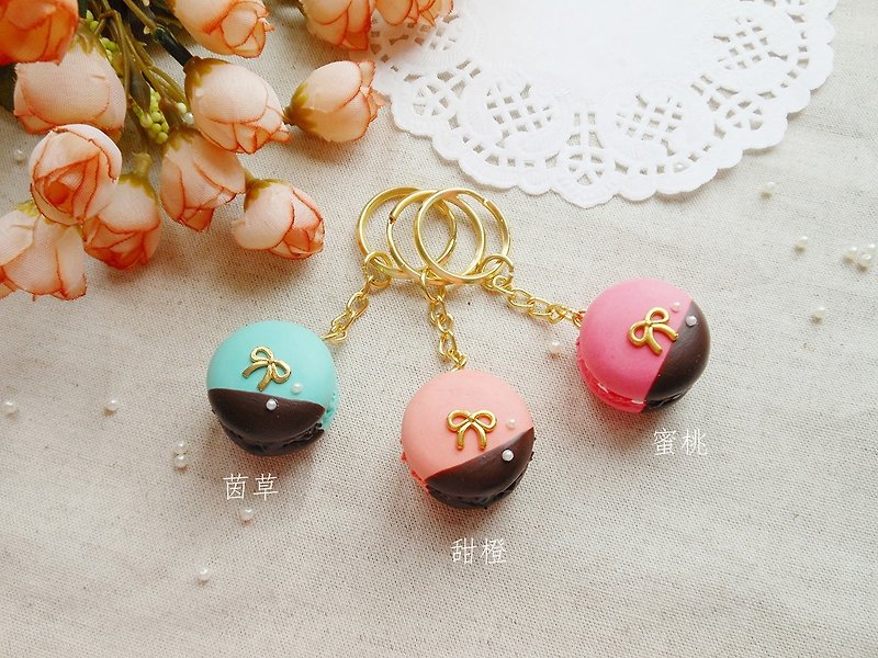 Sweet Dream ☆ hand practice semi-sugar doctrine Macaron key ring - 3 color / wedding small things - Other - Clay Multicolor