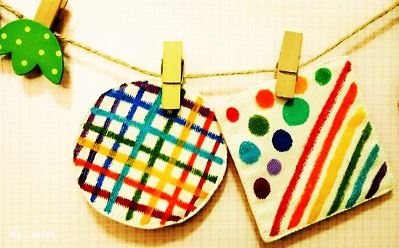 Pure hand-painted coasters | little stripe lattice | canvas - Coasters - Other Materials Multicolor