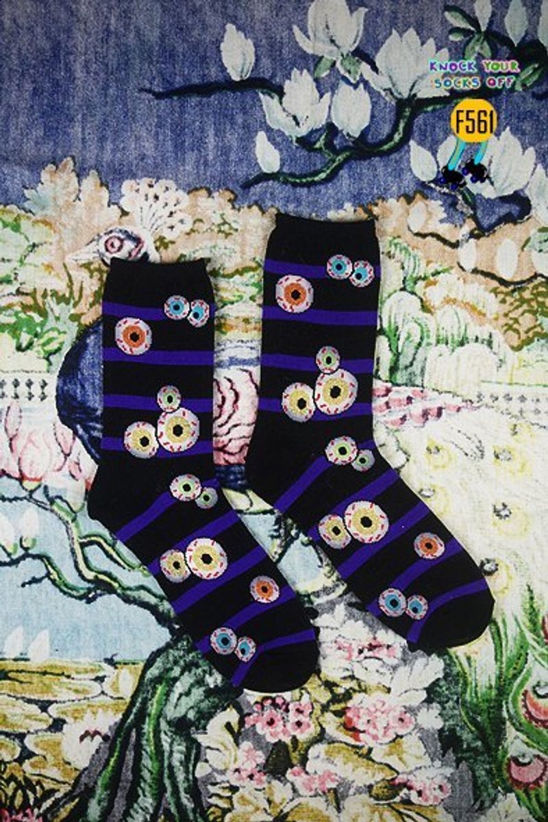 條紋眼球襪!!夏漪眺=knock your socks off !! - 襪子 - 其他材質 黑色
