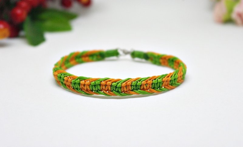 Hand-knitted silk Wax thread style <Centipede feet> //You can choose your own color// - Bracelets - Wax Green