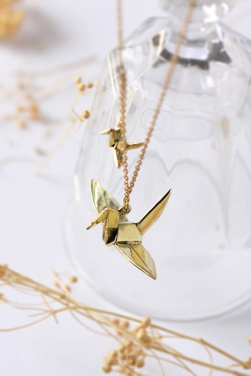 Two folding bird pendants necklace by linen. - 項鍊 - 其他金屬 