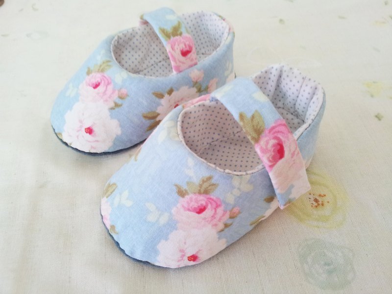 北歐藍玫瑰‧嬰兒鞋 - 嬰兒鞋/學步鞋 - 其他材質 藍色