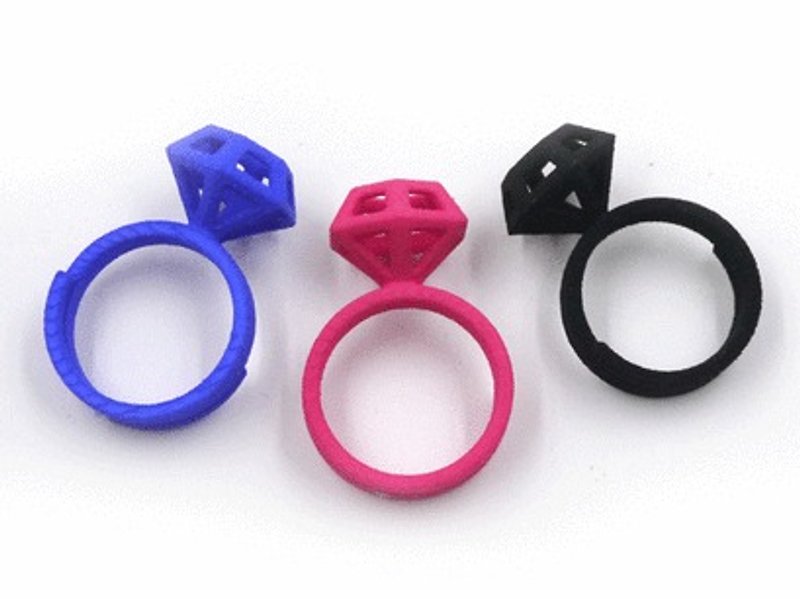 3D打印飾物戒指 - 三維打印 x Diamond Ring - 戒指 - 塑膠 多色