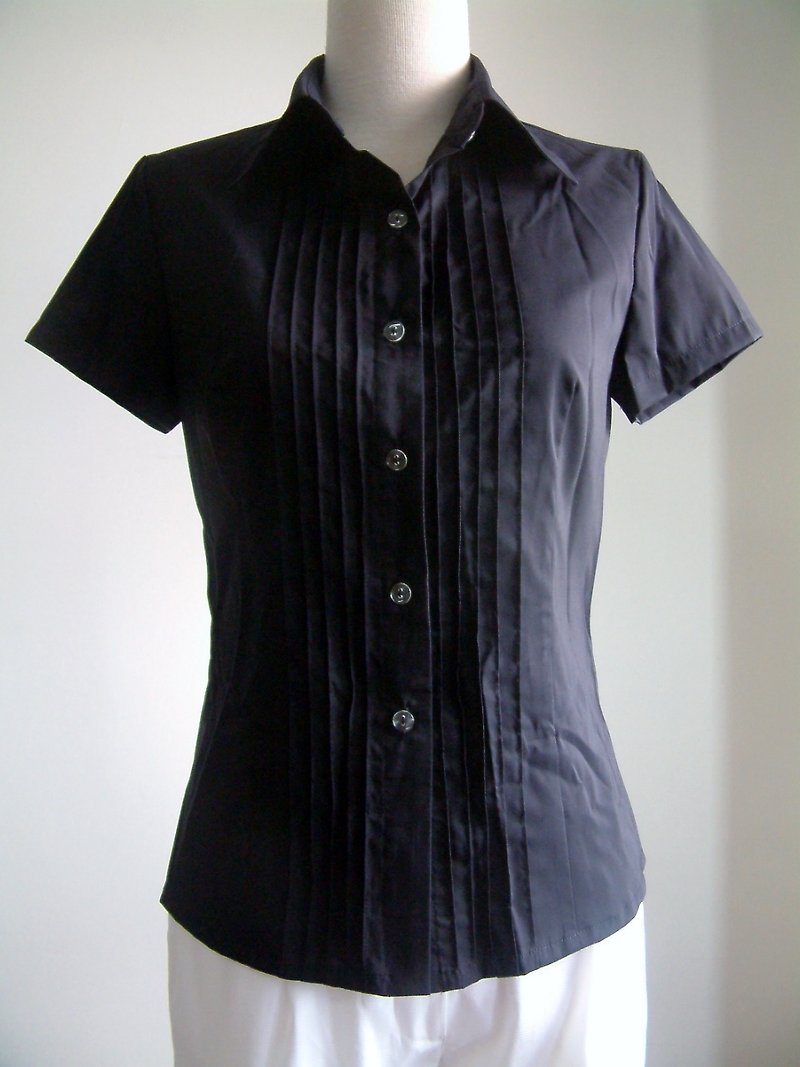 Pinkota shirt-black - เสื้อเชิ้ตผู้หญิง - ผ้าฝ้าย/ผ้าลินิน สีดำ