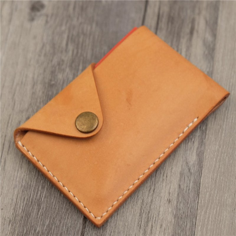 Handmade vegetable tanned leather business card holder - Other - Genuine Leather Gold