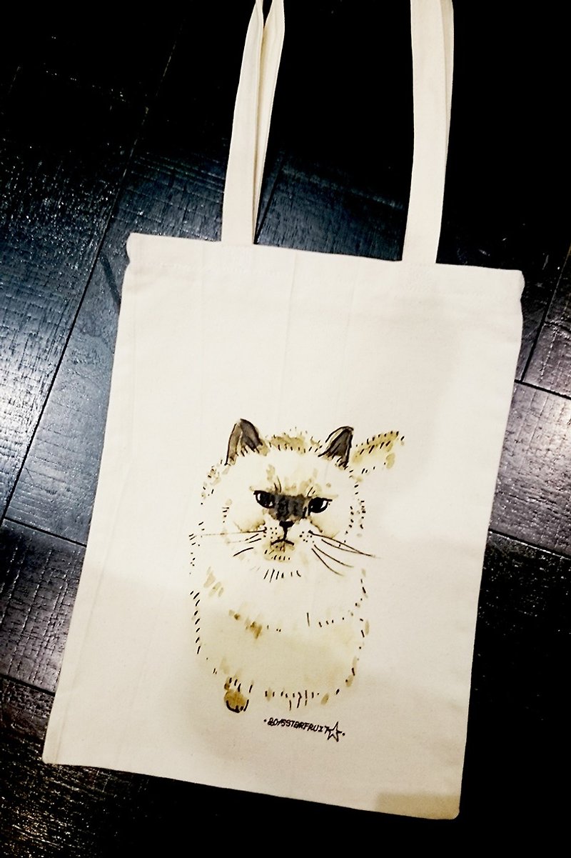 貓與狗與貓頭鷹的購物袋-04-小八子 - 側背包/斜孭袋 - 棉．麻 白色
