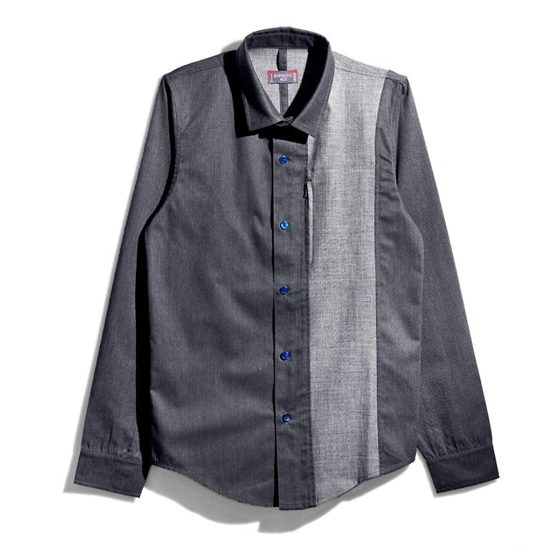 HypA Ron 灰階拉鍊襯衫 * L號 - 男襯衫/休閒襯衫 - 其他材質 灰色
