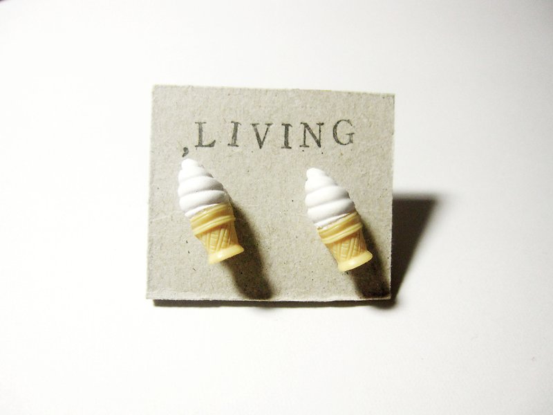 Ice cream earrings [needle] - ต่างหู - พลาสติก ขาว