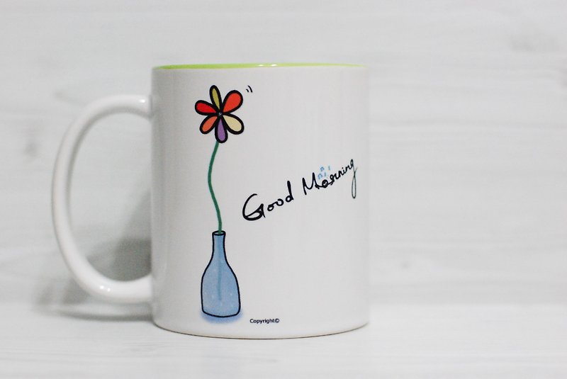 [Mug] Good Morning (Customized) - แก้วมัค/แก้วกาแฟ - เครื่องลายคราม สีเขียว