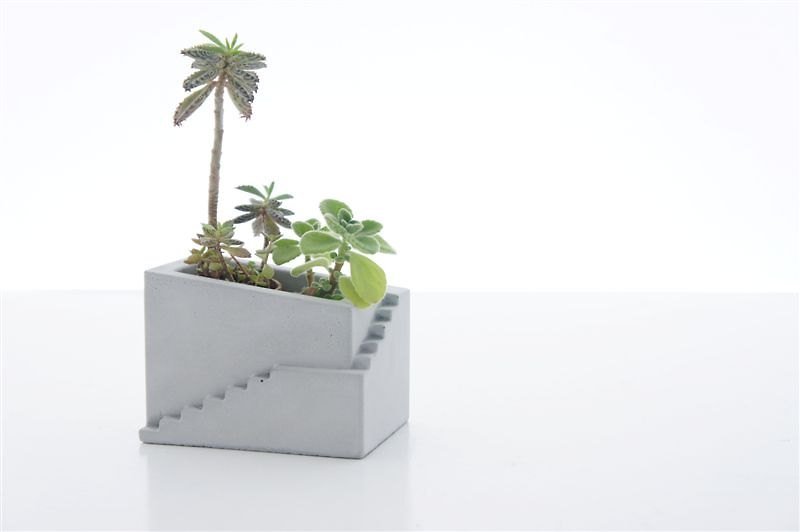 Kalki'd pro-cement flower - Mediterranean series (wide) ~ last batch - Items for Display - Cement Gray