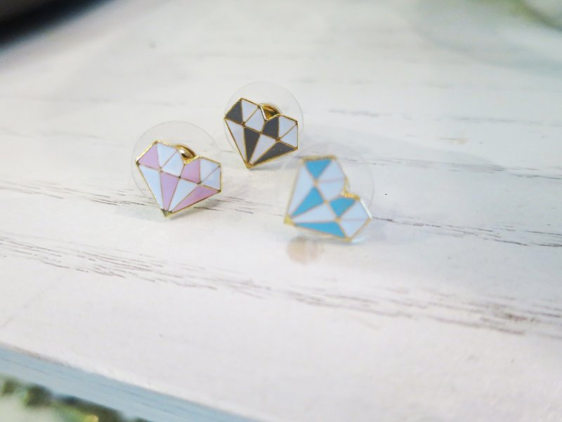 Pink diamond geometric design - ต่างหู - โลหะ 