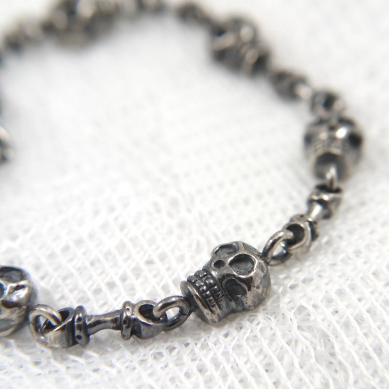 Cranial skeleton head bracelet F204SCS (all the buildings tax included) - สร้อยข้อมือ - โลหะ สีดำ