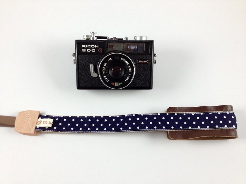Hand-made monocular. Class monocular decompression camera strap. Camera strap---dark blue dot style - Camera Straps & Stands - Cotton & Hemp Blue