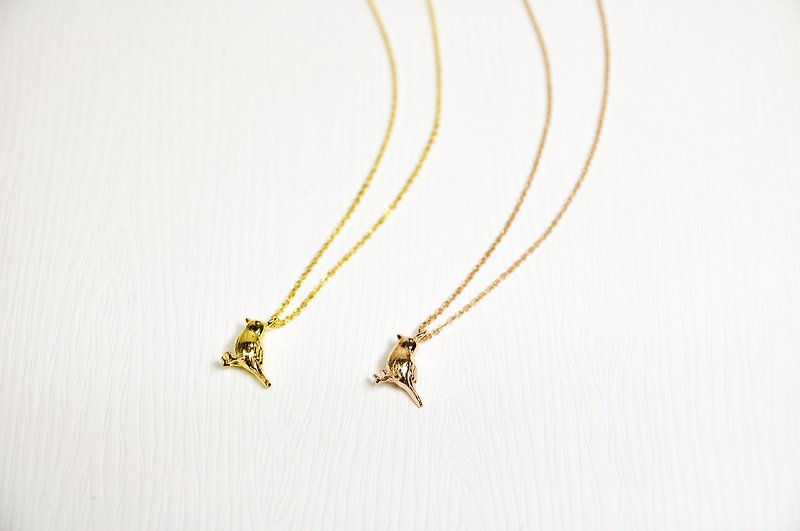"Er Mao Silver" [Exquisite little sparrow sterling silver necklace→22k gold plating, 22k Rose Gold] - Necklaces - Other Metals 