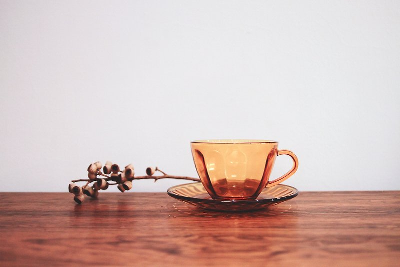 Dulton 琥珀花茶杯盤組 - 茶具/茶杯 - 玻璃 