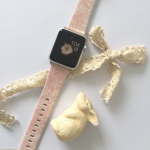 Freshion Apple Watch Series 1 , Series 2, Series 3 - Apple Watch 真皮手錶帶，適用於Apple Watch 及 Apple Watch Sport - Freshion 香港原創設計師品牌 - 粉紅花樣圖紋 71