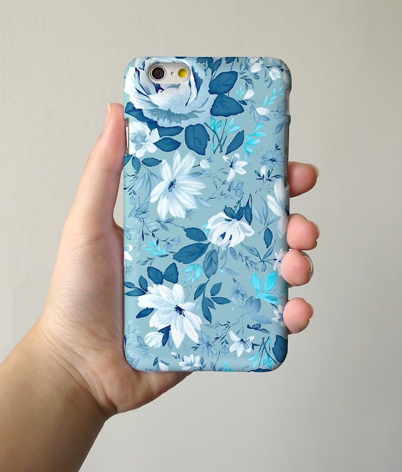 Blue floral rose 3D Full Wrap Phone Case, available for  iPhone 7, iPhone 7 Plus, iPhone 6s, iPhone 6s Plus, iPhone 5/5s, iPhone 5c, iPhone 4/4s, Samsung Galaxy S7, S7 Edge, S6 Edge Plus, S6, S6 Edge, S5 S4 S3  Samsung Galaxy Note 5, Note 4, Note 3,  Note  - อื่นๆ - พลาสติก 