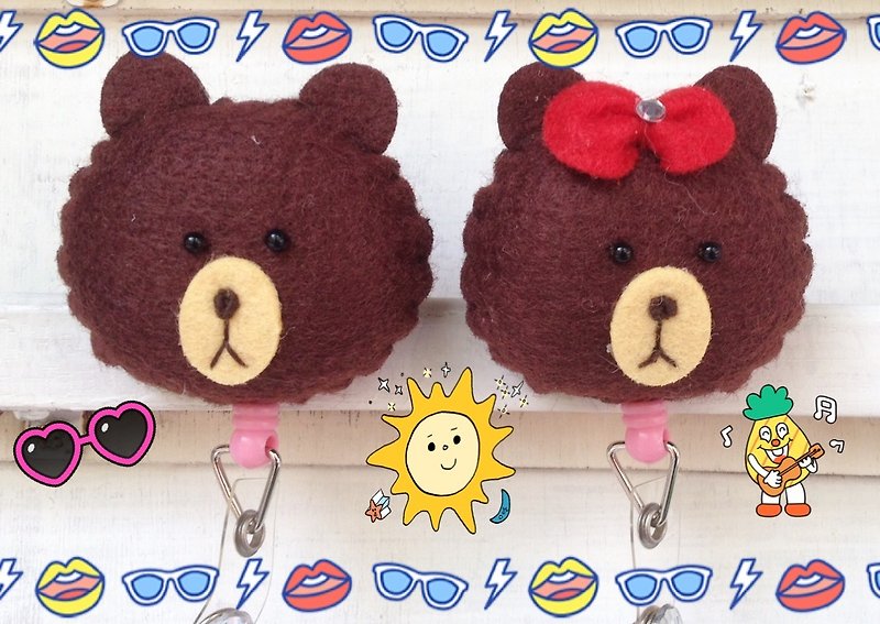 Cute bear-shape identification card retractable clip Christmas exchange gift - ID & Badge Holders - Other Materials Multicolor