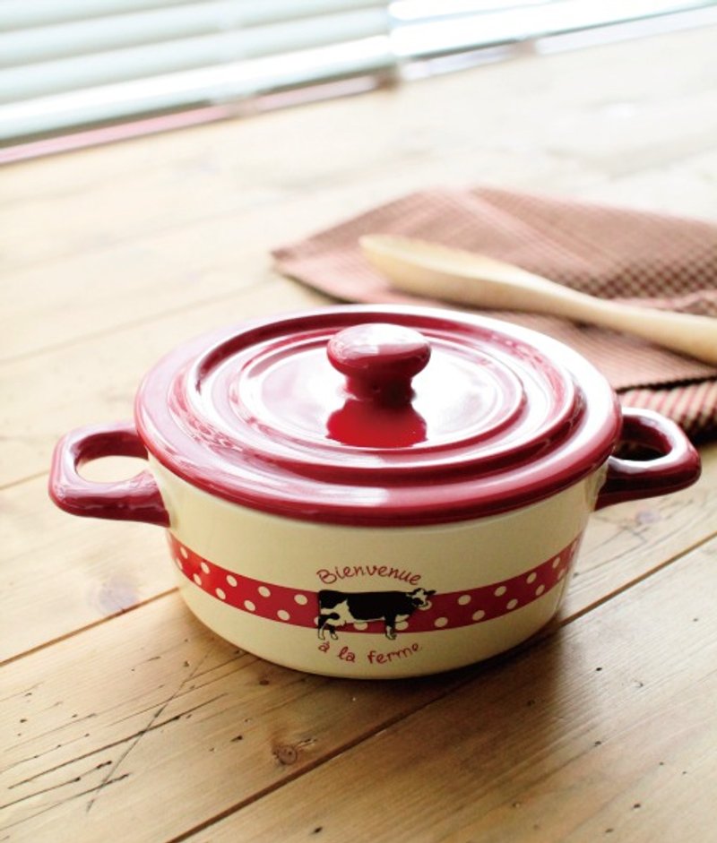 French efya cows red Shuiyu little retro pot roast - Pottery & Ceramics - Other Materials 