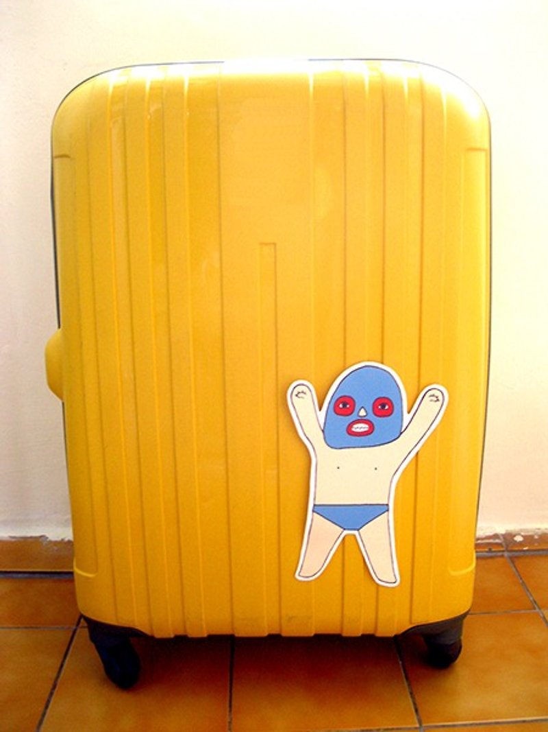 BlueSurf wrestler suitcase sticker 23cm - สติกเกอร์ - กระดาษ สีน้ำเงิน