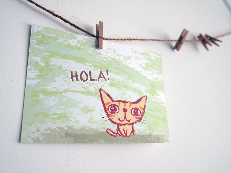 Postcard-Hola! Little Yellow Cat - Cards & Postcards - Paper 