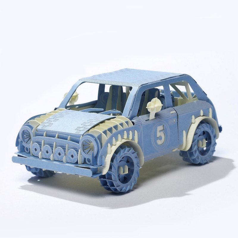 Papero紙風景 DIY迷你模型-拉力賽車(藍)/Mini Rally Car(Blue) - 木工/竹藝/紙雕 - 其他材質 藍色