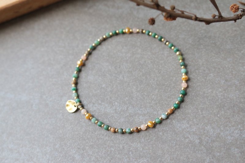 Jade rhodonite bracelet 0404-leaves - สร้อยข้อมือ - เครื่องประดับพลอย สีเขียว