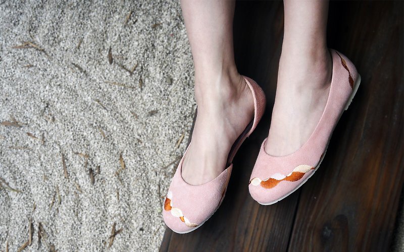 [Zhu Bo] happiness coastline manual Flats (romantic pink) - รองเท้าลำลองผู้หญิง - หนังแท้ สึชมพู