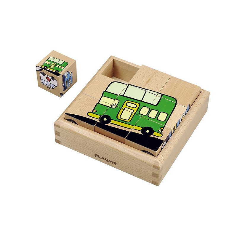 輸送-6面輸送木製パズル - 知育玩具・ぬいぐるみ - 木製 カーキ