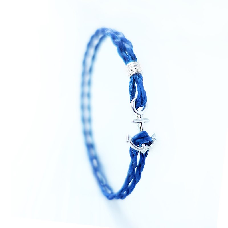 ANCHOR- Slim Braided Waterproof Tailormade Bracelet Anklet - สร้อยข้อมือ - วัสดุกันนำ้ สีน้ำเงิน